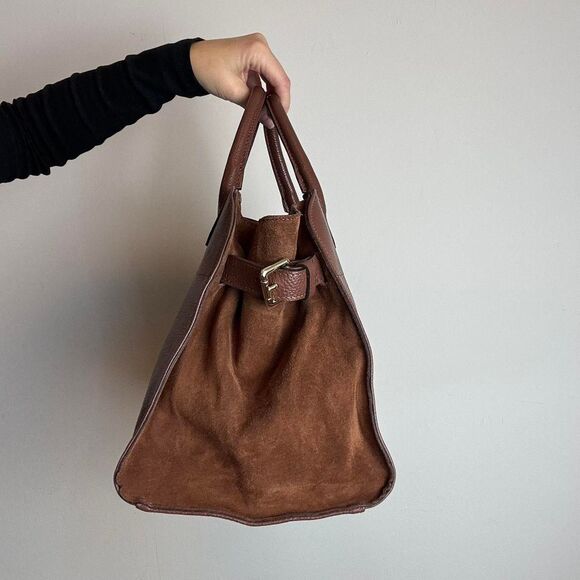 Divina Firenze Genuine Brown Leather Made in Italy Satchel Bag - Picture 4 of 7